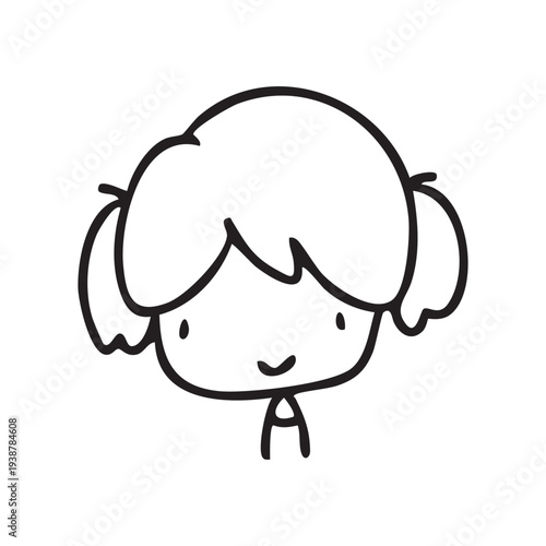 Cartoon children face and avatar in black and white doodle style. cute children's face icons in line art style, featuring diverse expressions and hairstyles