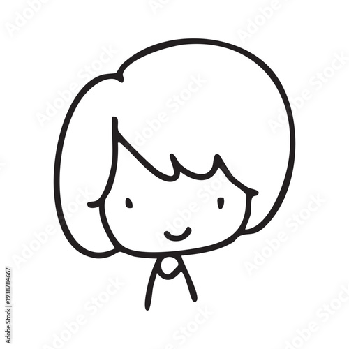 Cartoon children face and avatar in black and white doodle style. cute children's face icons in line art style, featuring diverse expressions and hairstyles