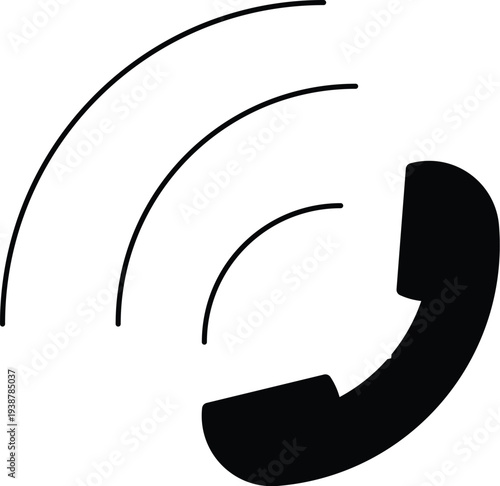 Black telephone receiver with curved lines