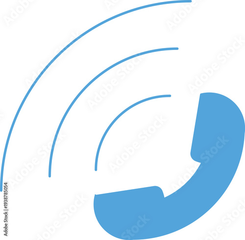 Blue telephone receiver with curved lines