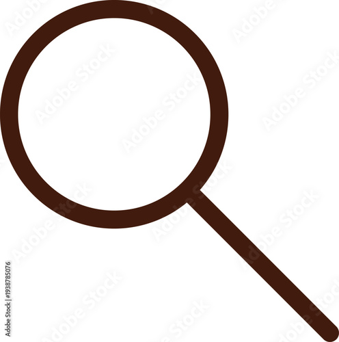 Brown magnifying glass on white background