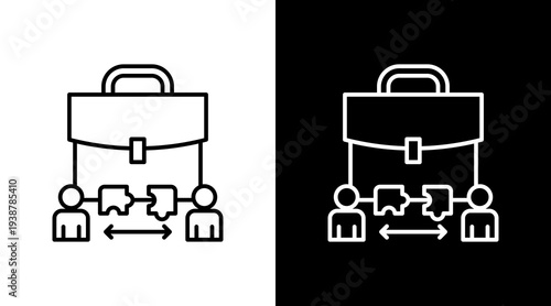 Job Matching Outline White Icon Set Design