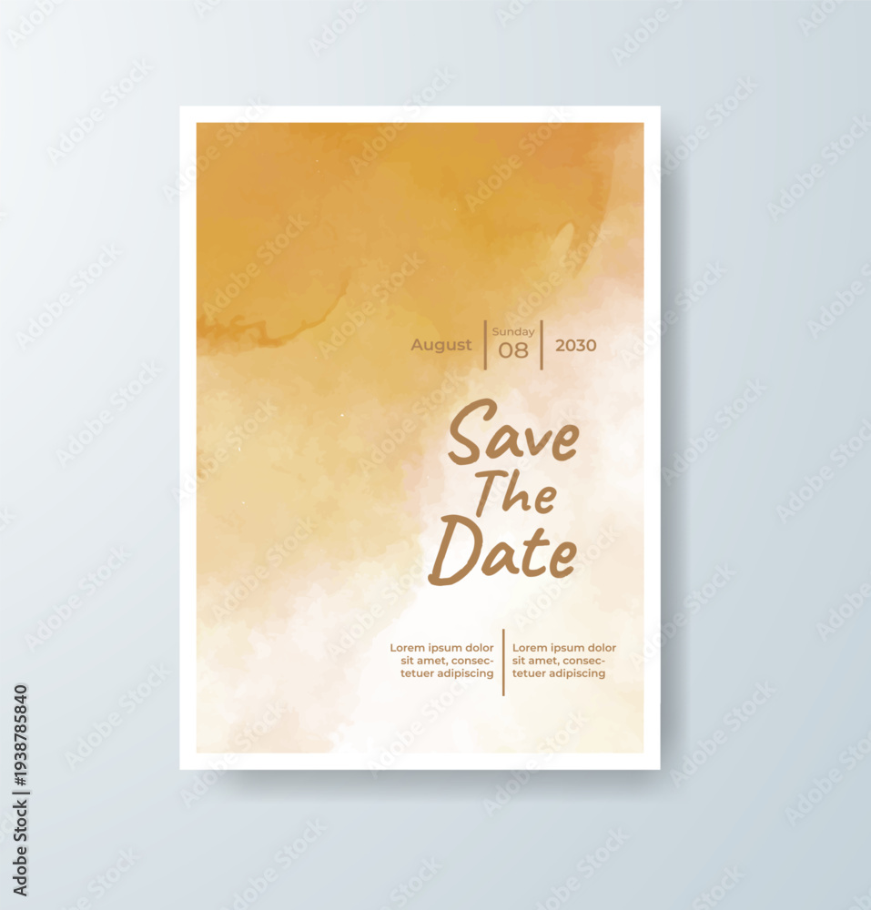 Fototapeta premium Wedding invitation with abstract splash watercolor