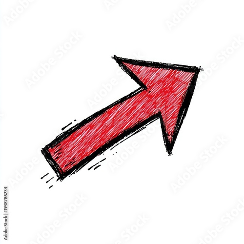 Hand-drawn red arrow pointing up and to the right on a white background, with sketched lines