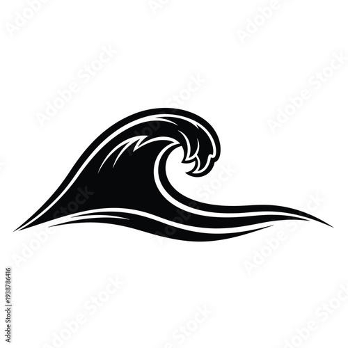 Black wave graphic illustration ocean surf