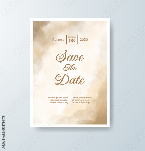 Wedding invitation with abstract splash watercolor