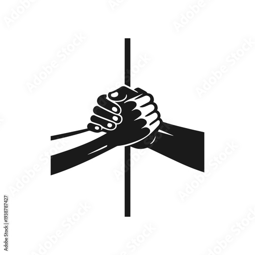 hand holding black arrow sign vector illustration