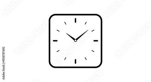 Sleek monochromatic square timepiece graphic illustrating precision time management and scheduling