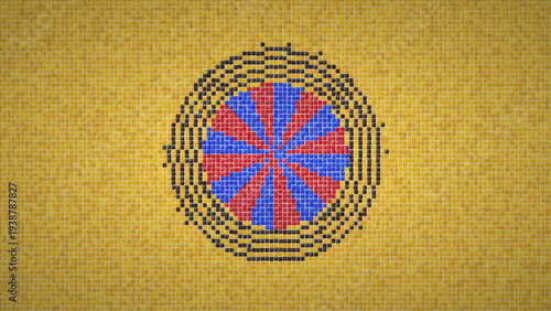 Union Jack woven mosaic in gold Byzantine tesserae vintage texture background
