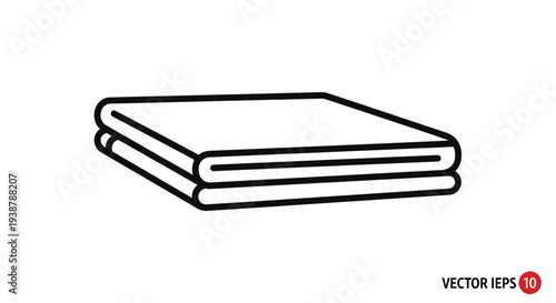 Minimalist black line art illustration of neatly stacked fabric object vector icon for design