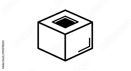 Abstract geometric hollow cube line art illustration representing a basic three-dimensional object