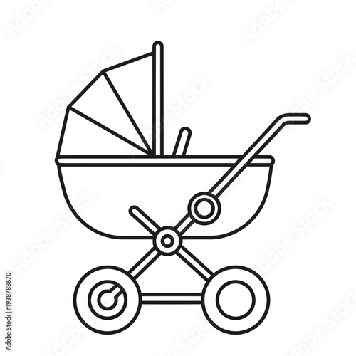 Baby Stroller Icon Line Art Illustration
