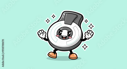 Cartoon Stopwatch Character With Arms And Feet.