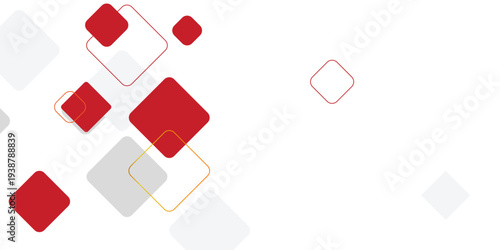 White background with abstract red grey square decoration. Vector illustration for modern presentation background, brochure design, business card background, website slider, landing page