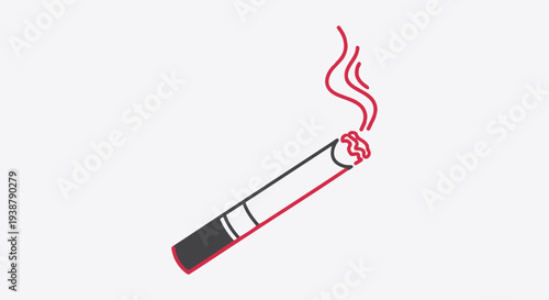 A simple line drawing of a burning cigarette with smoke rising