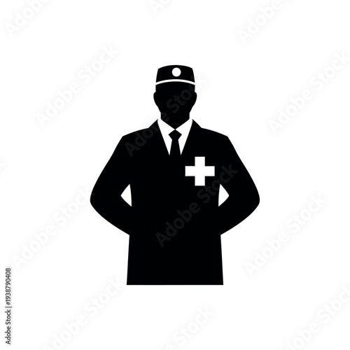 Doctor or medical professional silhouette icon.