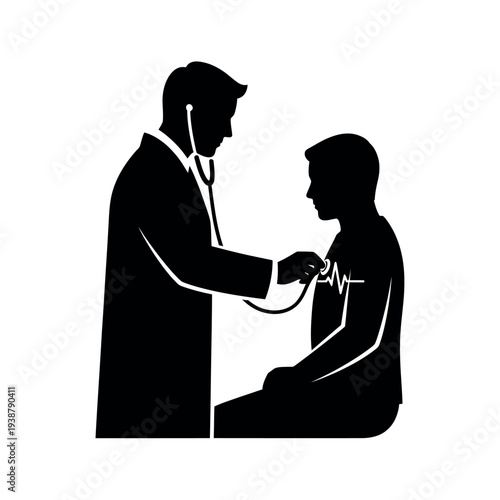 Doctor examining patient with stethoscope medical checkup.