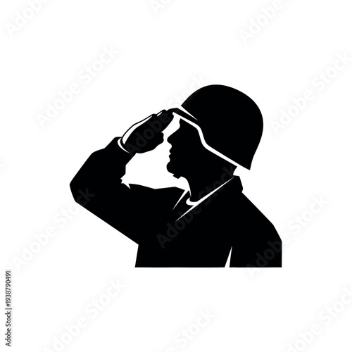 Silhouette of a Soldier Saluting.