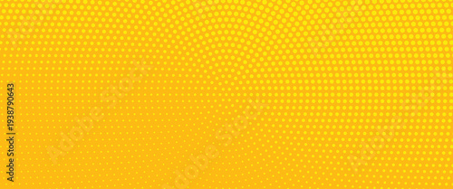 Abstract futuristic halftone pattern. Comic background. Dotted backdrop with circles, dots, point large scale. Design element for web banners, posters, cards, wallpapers, sites. Yellow, orange color