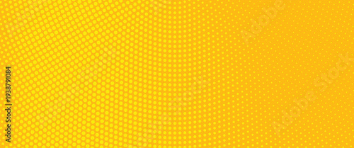 Abstract futuristic halftone pattern. Comic background. Dotted backdrop with circles, dots, point large scale. Design element for web banners, posters, cards, wallpapers, sites. Yellow, orange color
