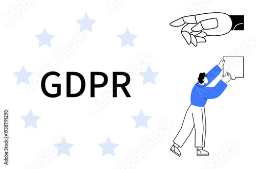 GDPR concept. GDPR emphasizing data protection and user privacy compliance. GDPR focuses on regulation for transparency, security, and control of personal information. For legal, cybersecurity, tech