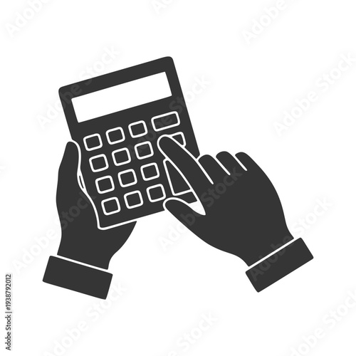電卓を操作する手のシルエットアイコン
