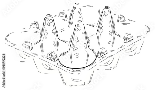 Empty cardboard vector egg carton drawing, ideal for eco-packaging and sustainable branding  commercial use in marketing and design projects.