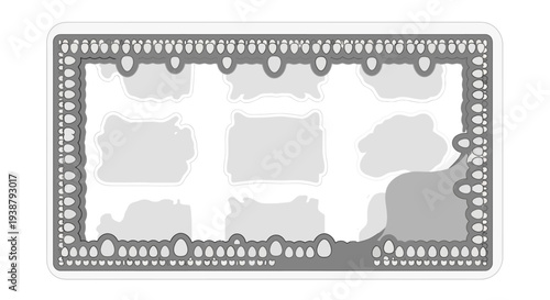 Elegant Easter vector frame with a textured gray background and egg-shaped cutouts, providing a sophisticated border for seasonal greetings and artistic designs.