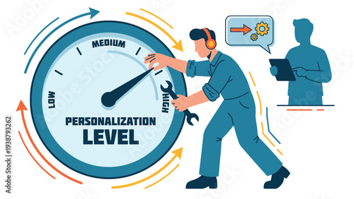 Technician Adjusting Personalization Level Gauge for Optimization and Customization