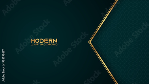 An abstract modern luxury background featuring elegant golden lines and a textured dark teal surface.
