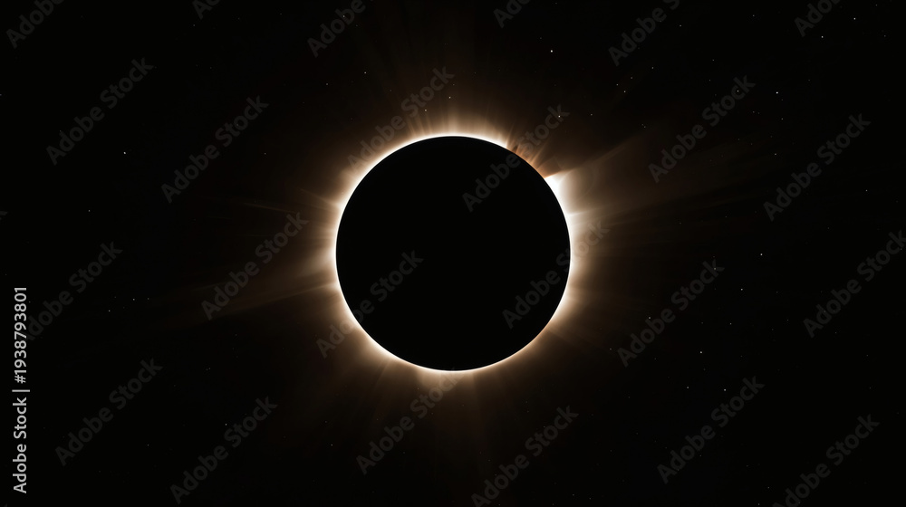 Obraz premium Total Solar Eclipse With Glowing Corona Ring In Deep Space