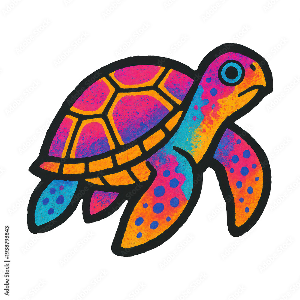 Fototapeta premium PNG Colorful abstract turtle illustration.