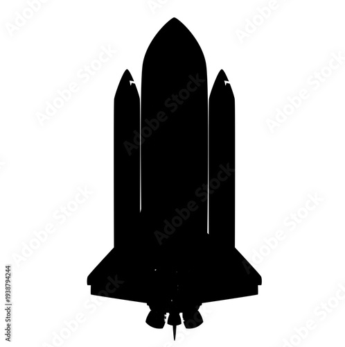 Rocket isolated on white background,Space rocket silhouette, Military missile silhouette, Missile is set to attack enemy 
