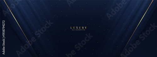 A profound dark blue luxury background features converging golden lines forming a sophisticated V-shaped tunnel, creating depth.
