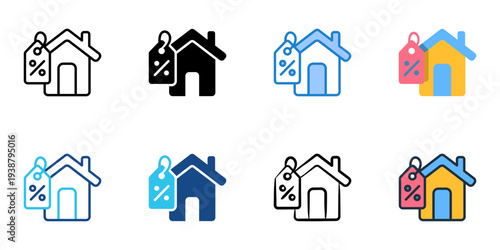Mortgage icons set multiple style collection. Editable stroke 
