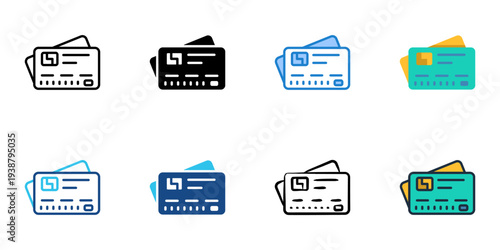 Credit card icons set multiple style collection. Editable stroke 
