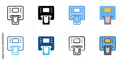 ATM icons set multiple style collection. Editable stroke 
