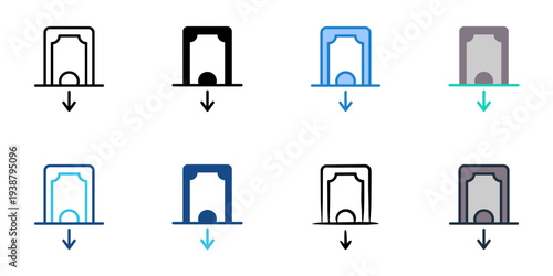 Deposit icons set multiple style collection. Editable stroke 
