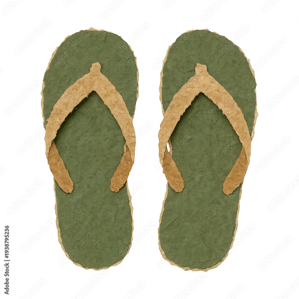 Fototapeta premium PNG Eco-friendly textured flip-flops illustration.