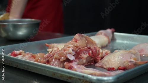Raw chicken cut up