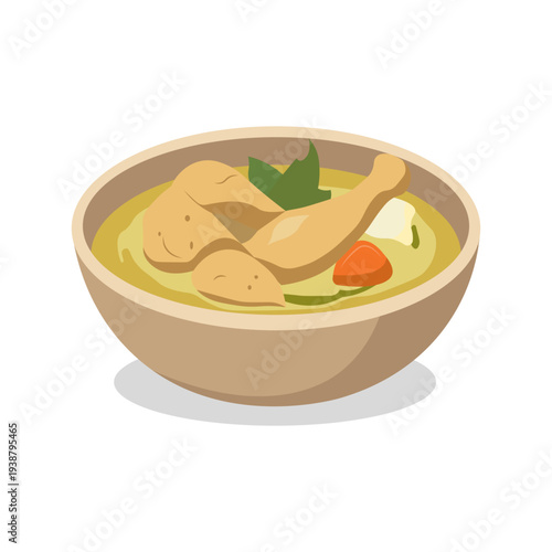 Chicken soup bowl vector illustration