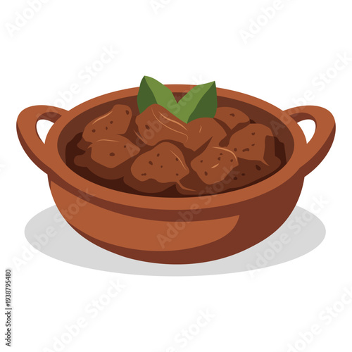 Meat stew in clay pot