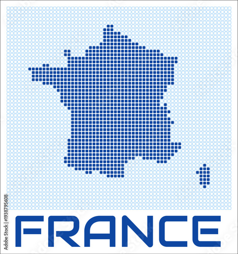 France dot map. Dotted shape of the country. France boundary dots with title. Vector illustration.