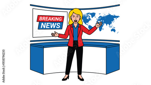 Dynamic News Anchor Discussing Current Events on Live Broadcast