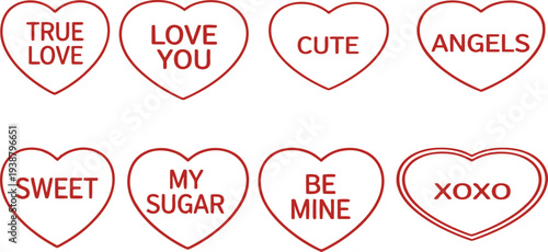 Valentine's day conversation hearts with sweet messages