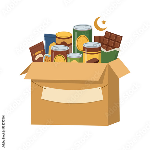 Ramadan Food Donation Box Vector