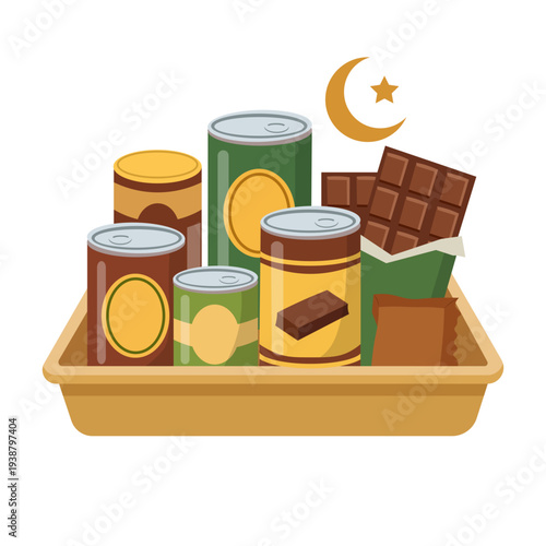 Ramadan Food Donation Box Vector