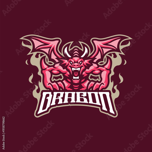 Dragon mascot logo design vector. Angry dragon illustration for sport and esport team.