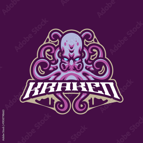 Kraken mascot logo design vector. Kraken monster illustration.