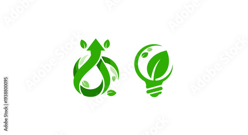 Green Eco Friendly Lightbulb Logos Design.